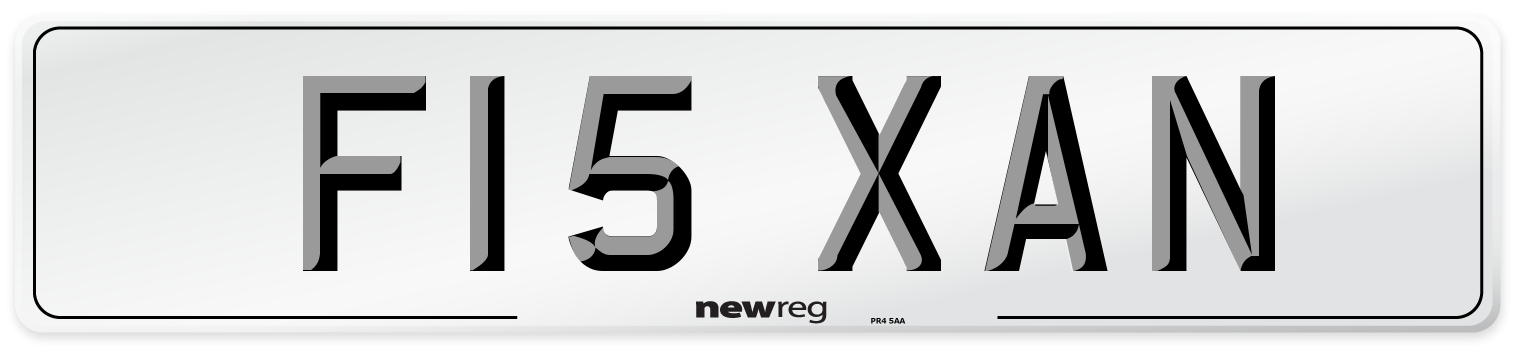 F15 XAN Number Plate from New Reg